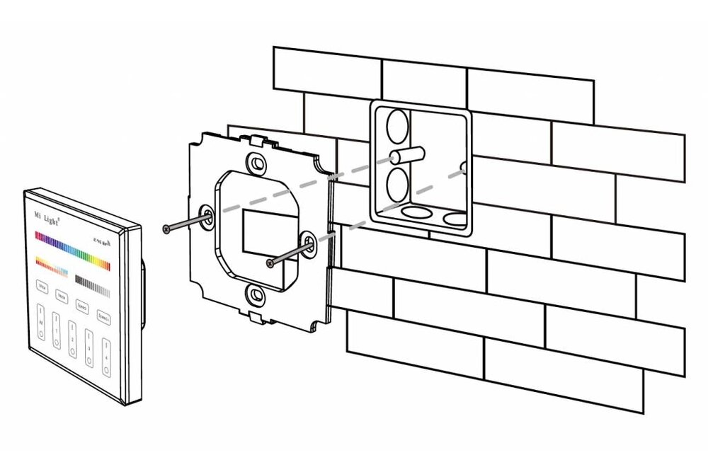 MiLight Mi-Light Inbouw RF Touch Dimmer Paneel 4-kanaals, Witte Verlichting 220V