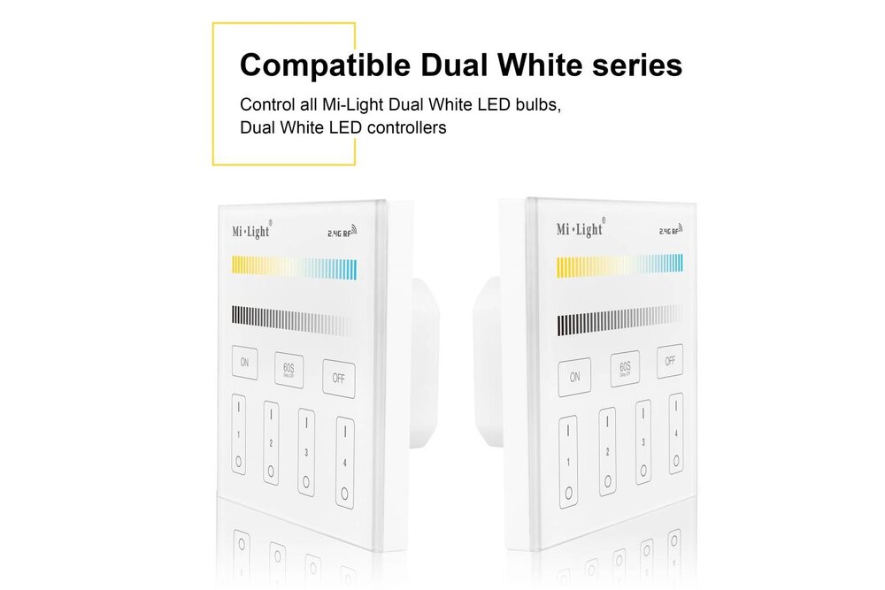 MiLight MiLight Inbouw Dual White RF Touch Dimmer Paneel 4-kanaals, 220V