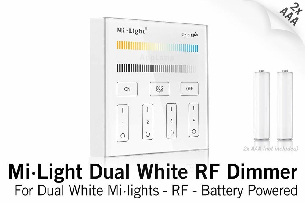 MiLight MiLight CCT CT opbouw Dual White RF Touch Dimmer, AAA batterij