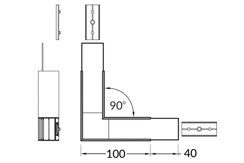 Hoek koppelstuk 90° voor EVO302 LED profiel