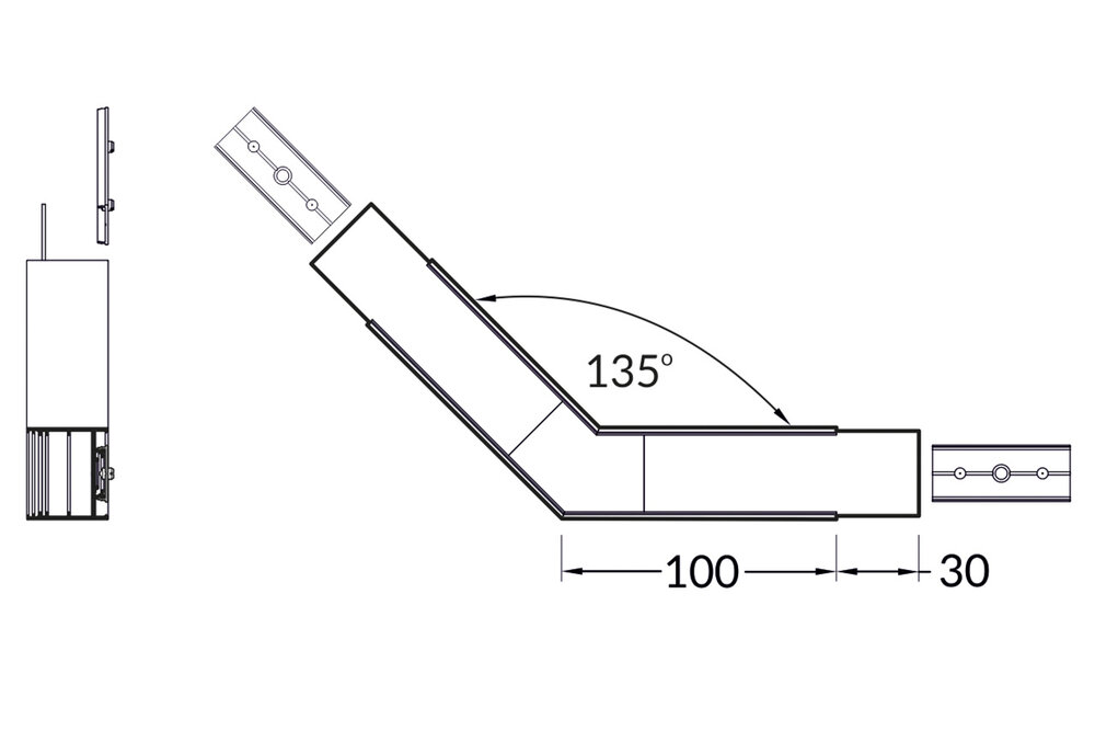 Hoek koppelstuk 135° voor EVO302 LED profiel