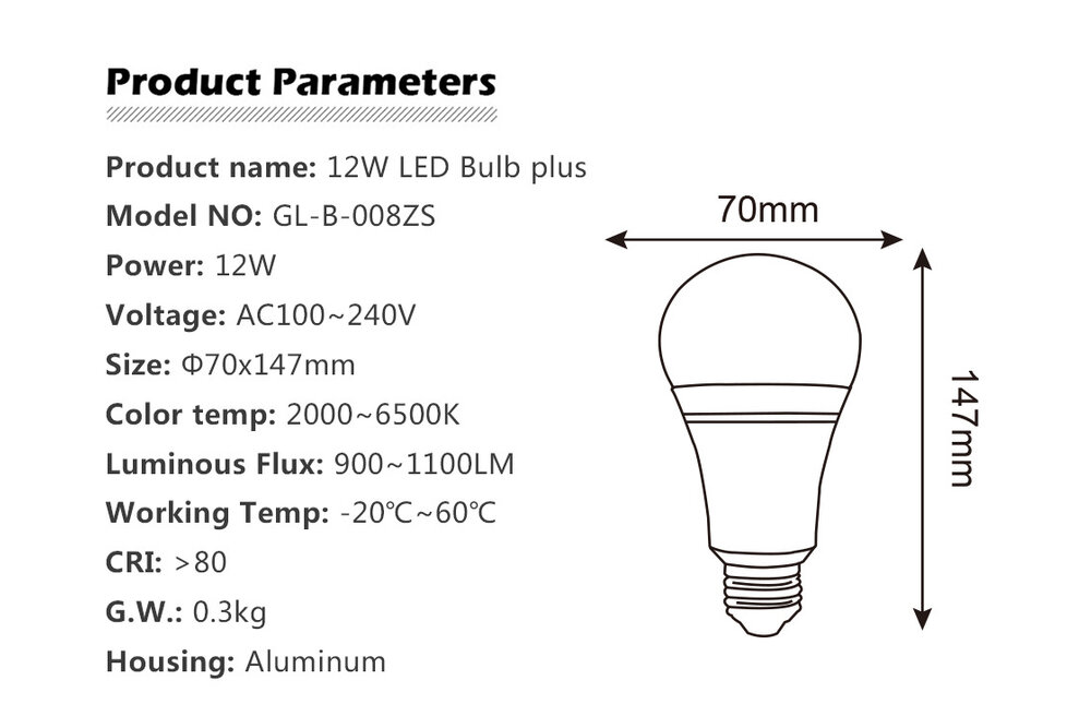GLEDOPTO GLEDOPTO Zigbee 12 Watt Kleur+Dual Wit | E27 6W 230V |  ZLL Mesh  | GL-B008P