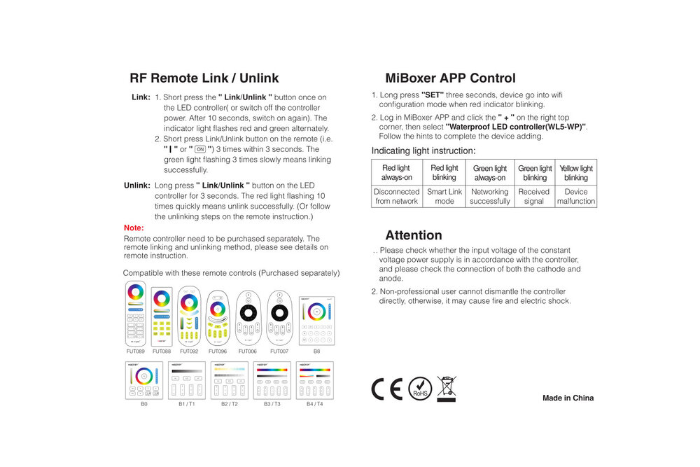MiLight IP67 Waterdichte WiFi LEDstrip Controller | 12~24V 20A | Optioneel met afstandsbediening |  WL5-WP