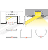 EVO305 TS 31mm verzonken inbouw Led Profiel 1m-2m