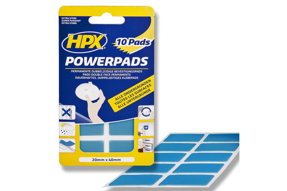 HPX 10 stuks Extra Sterke POWERPADS | 20mm x 40mm | semi-transparant - PA2040