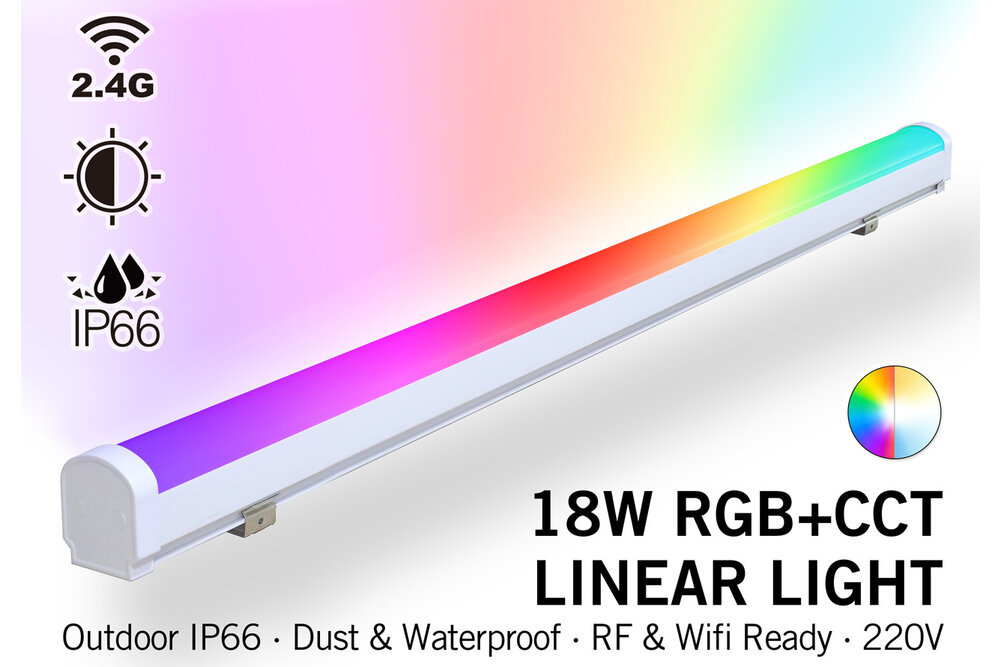 MiLight Miboxer Lineair Light  RGB+Dual White Lichtbalk - IP66 - 18Watt - 220Volt - 100CM