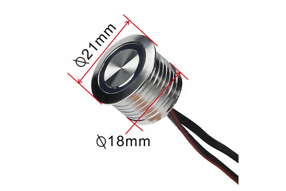 Ronde Inbouw Touch dimmer  ⌀18mm Chrome met blauwe functie LED | 12V-24V 4A