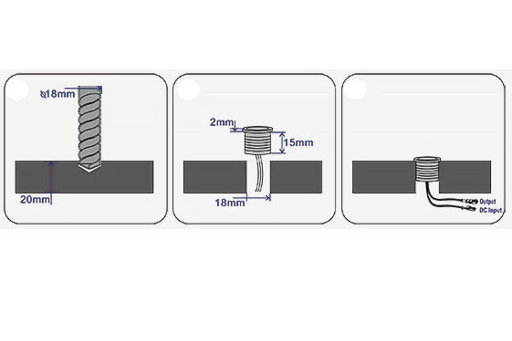 Ronde Inbouw Touch dimmer  ⌀18mm Chrome met blauwe functie LED | 12V-24V 4A