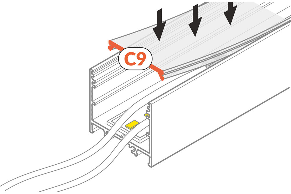 Cover C9 Clickon Zwart in 1m of 2m lengte