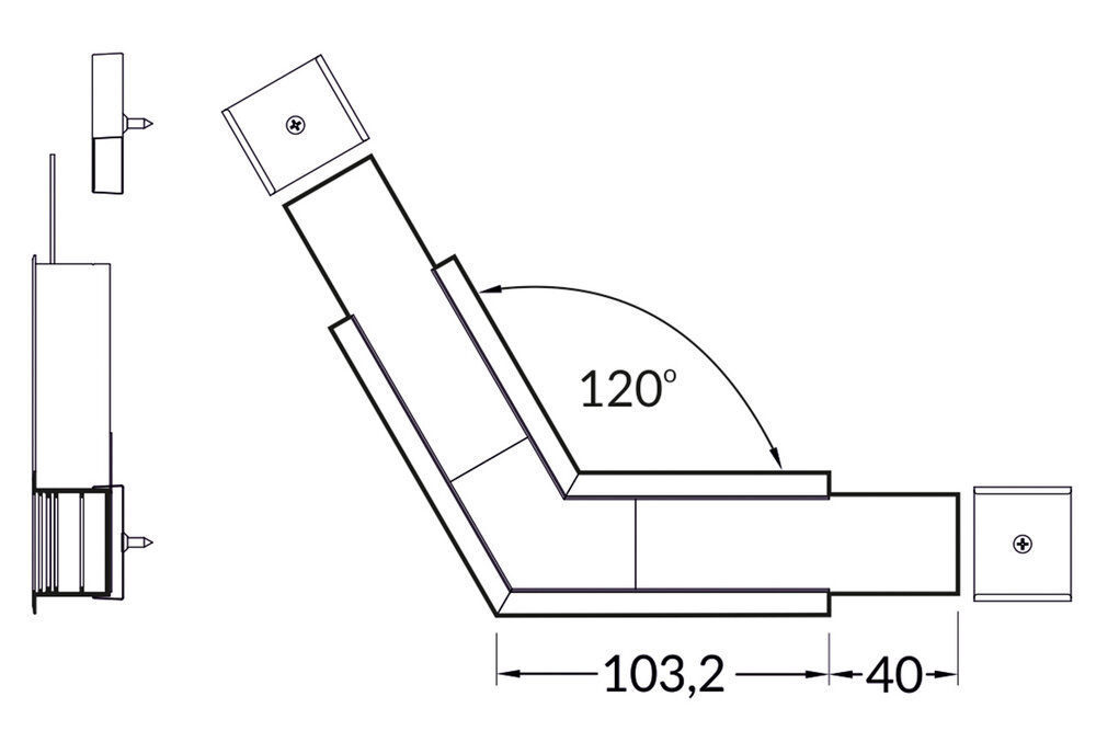 Hoek koppelstuk 120° voor EVO307 LED profiel