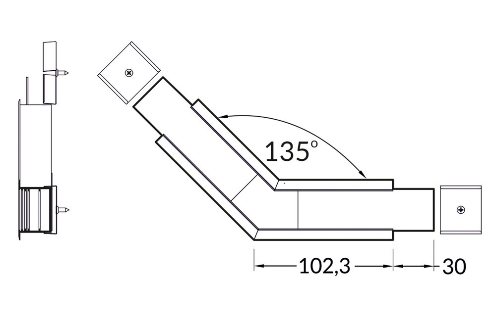 Hoek koppelstuk 135° voor EVO307 LED profiel