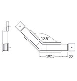 Hoek koppelstuk 135° voor EVO307 LED profiel