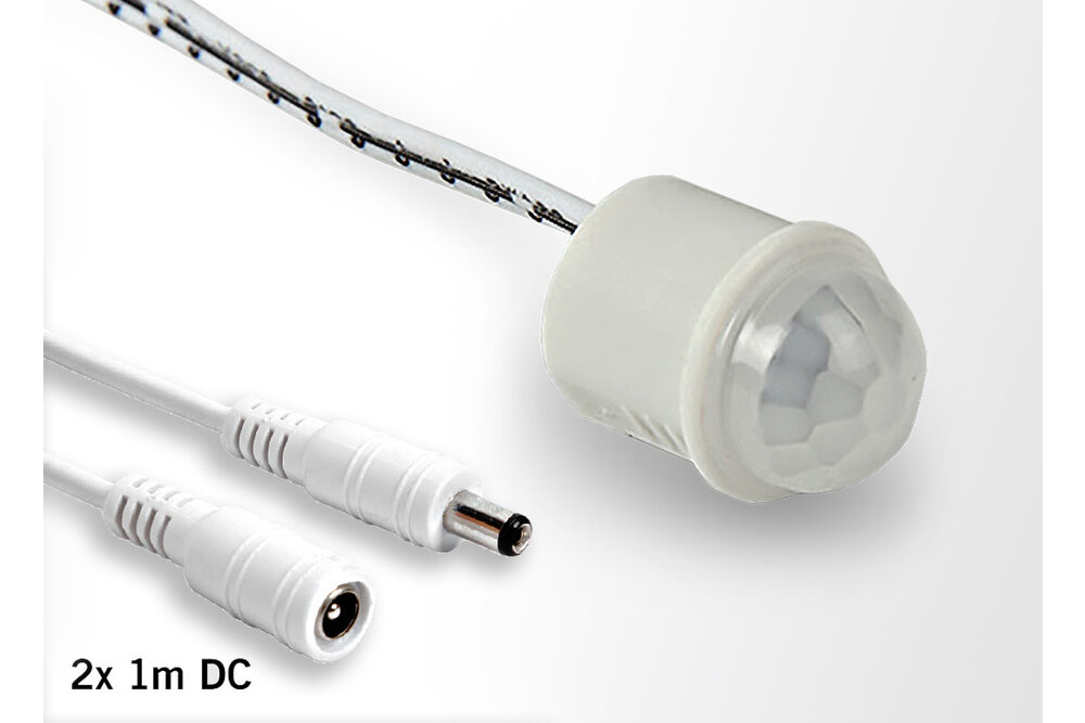Mini LED PIR bewegingssensor Ø14mm  inbouw (40sec), <=2m, 4A 12V-24V