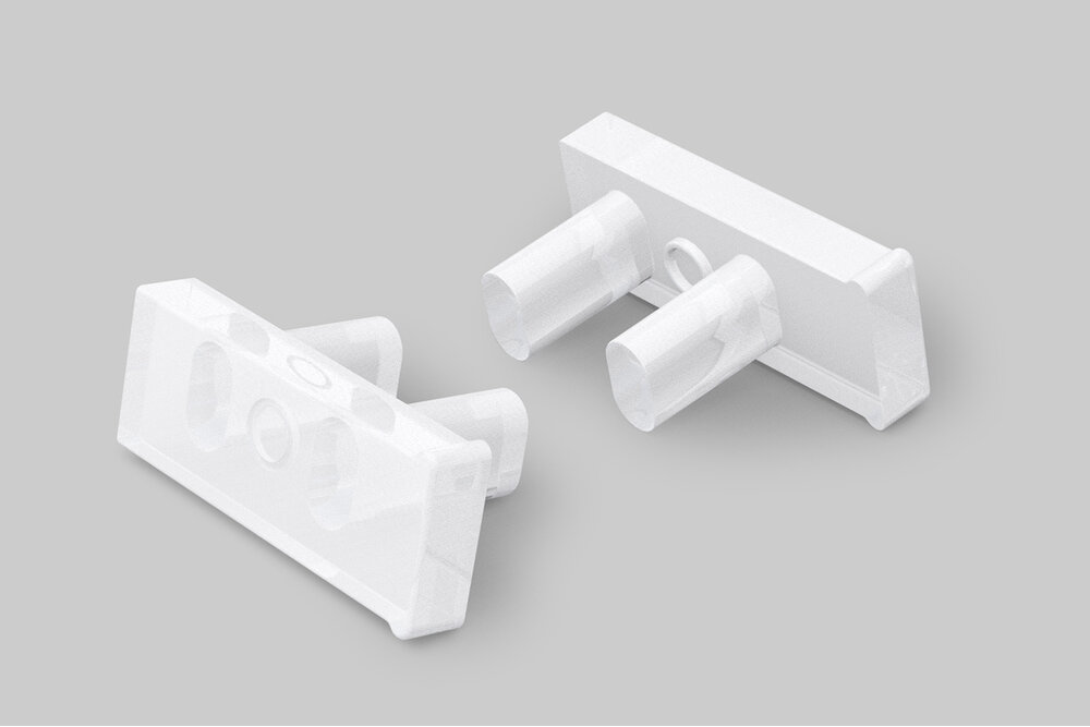 Eindkapjes FLEX8. Set van twee, lichtdoorlatend