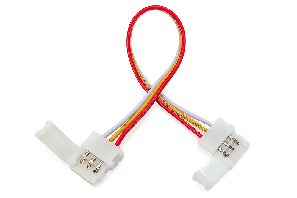 Flexibele connector voor 3-polige 10mm Dual White LED strips, soldeervrij.