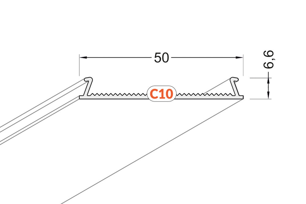 Cover C10 Clickon 110° stralingshoek, 1m of 2m lengte
