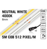 AppLamp Pro Line COB 4000K Neutraal Wit Led Strip | 5m 10W pm  24V | 512 pixels pm - Losse Strip