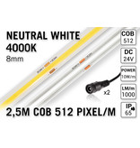 AppLamp Pro Line COB 4000K Neutraal Wit Led Strip |  2,5m 10W pm  24V | 512 pixels pm - Losse Strip