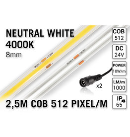 AppLamp Pro Line COB 4000K Neutraal Wit Led Strip |  2,5m 10W pm  24V | 512 pixels pm - Losse Strip