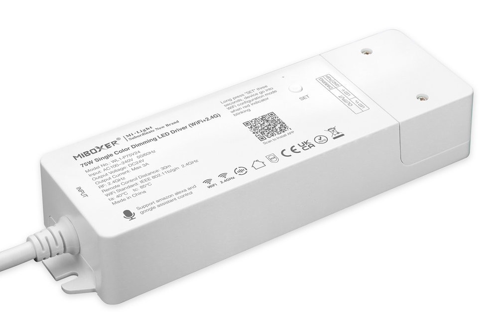 MiLight Miboxer75W 24Volt Voeding en Controller in  één voor enkelkleurige Ledstrips