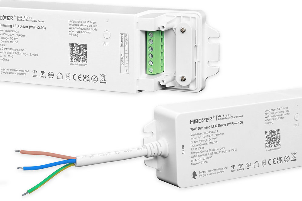 MiLight Miboxer75W 24Volt Voeding en Controller in  één voor RGBW Kleuren Ledstrips