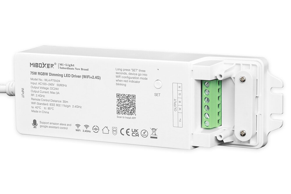 MiLight Miboxer75W 24Volt Voeding en Controller in  één voor RGBW Kleuren Ledstrips