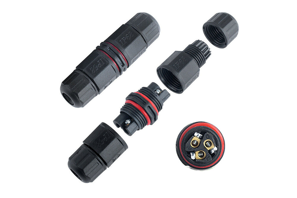 Waterdichte connector 3-aderige kabelverbinder - soldeervrij IP68