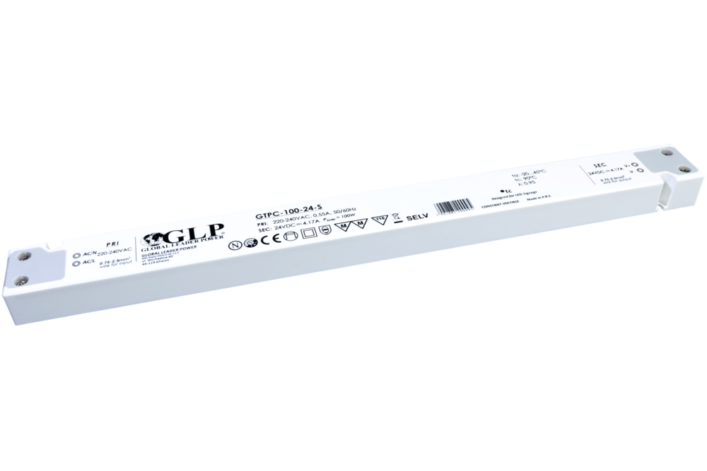 GLP Ultra Dunne Constant Voltage Voeding DC 12 Volt 100 Watt 8.34 Ampère met PFC control