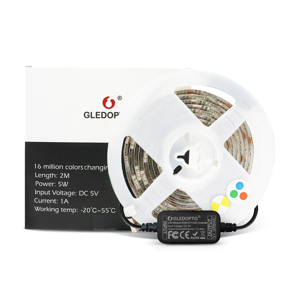 GLEDOPTO GLEDOPTO 5W USB RGB + CCT 2M LED Strip Light 5V GL-MC-001S