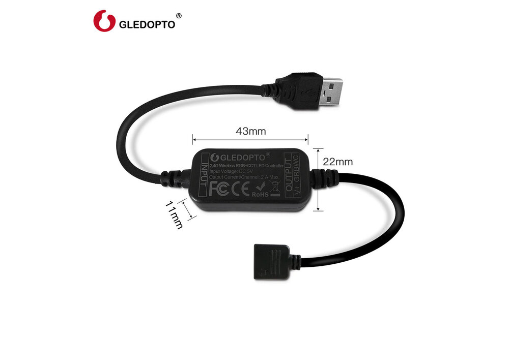 GLEDOPTO GLEDOPTO 5W USB RGB + CCT 2M LED Strip Light 5V GL-MC-001S