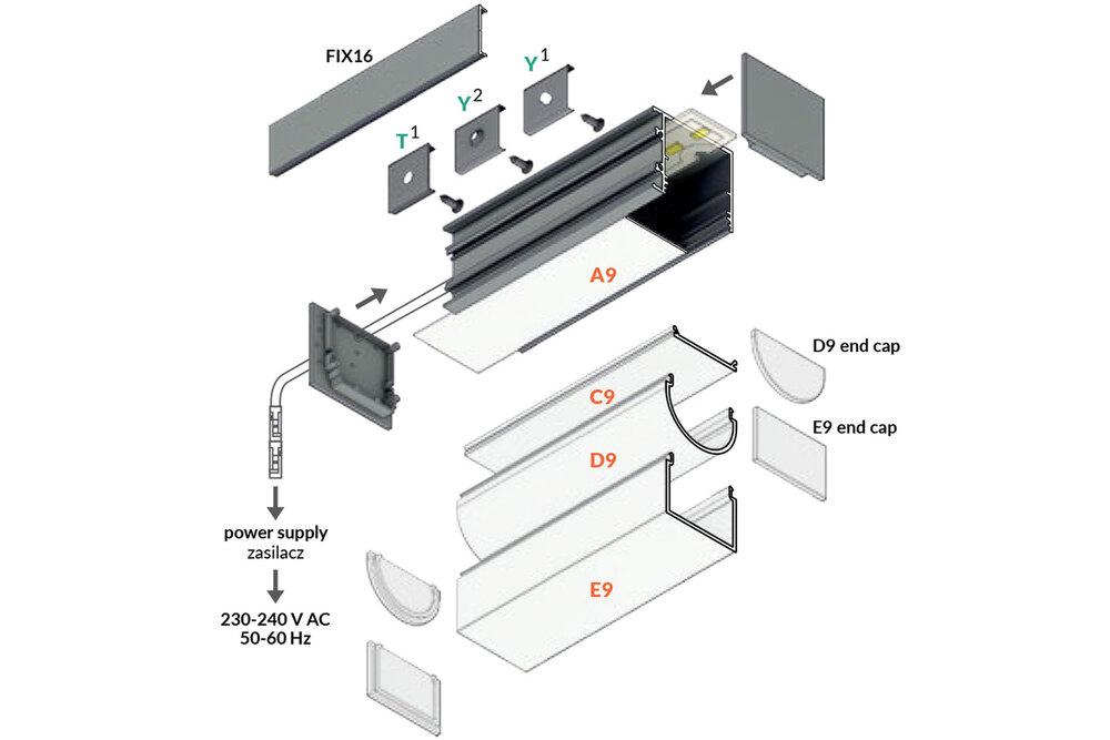 EVO303 31mm zijwaarts opbouw Led Profiel 1m-2m