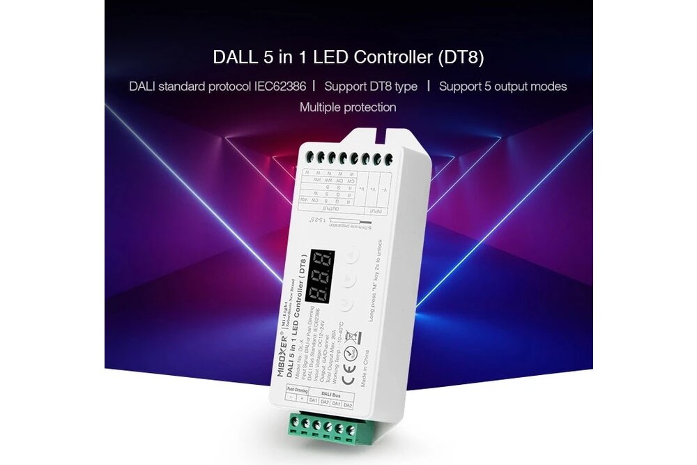 MiLight DALI DL-X DT8  5 in 1 Single Color/Dual White/RGB/RGBW/RGB+CCT Dali Controller 5x6A