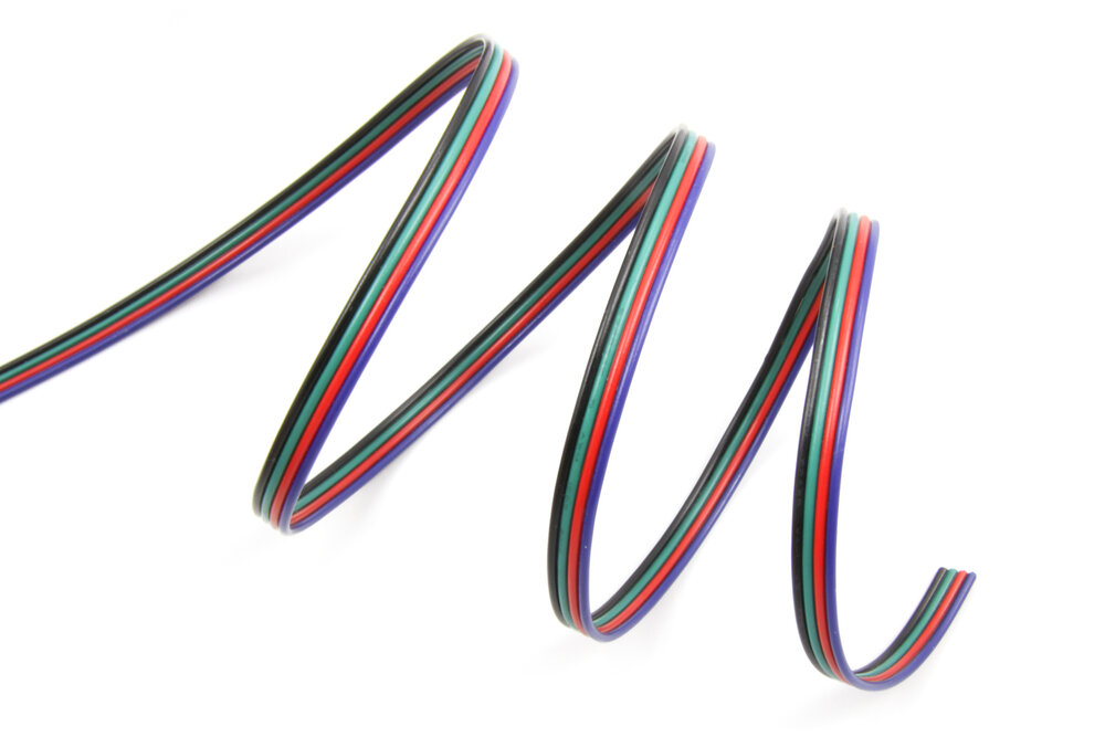 Platte RGB kabel voor RGB LED strips per strekkende meter