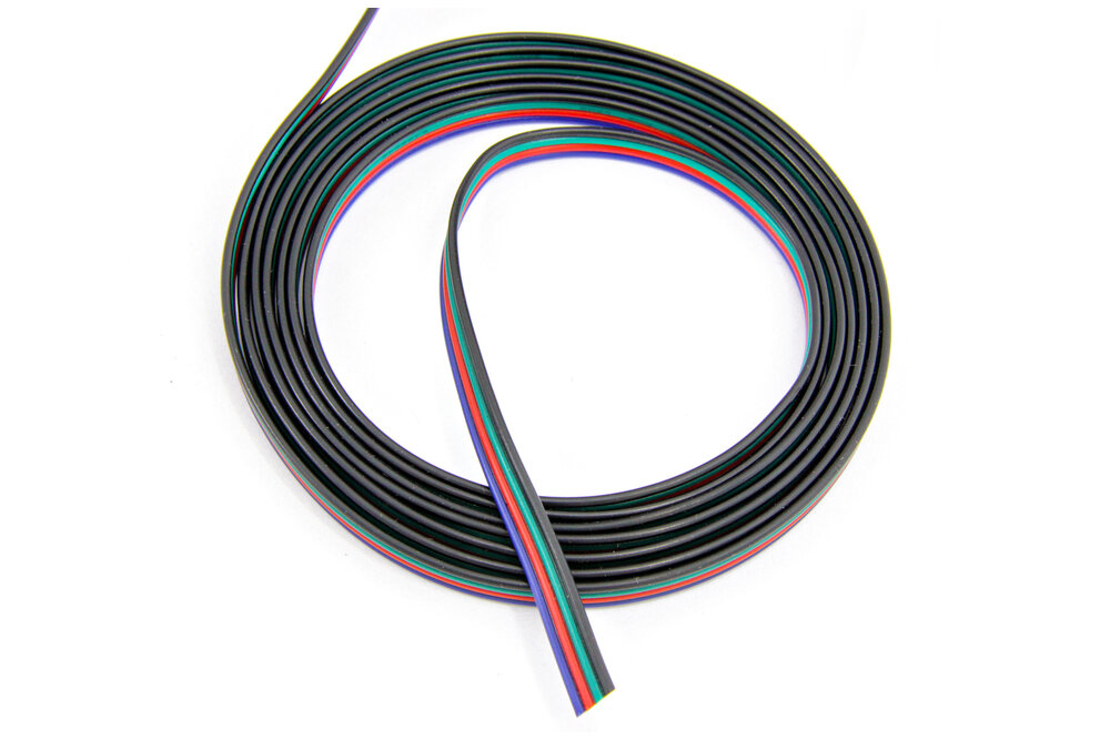 Platte RGB kabel voor RGB LED strips per strekkende meter