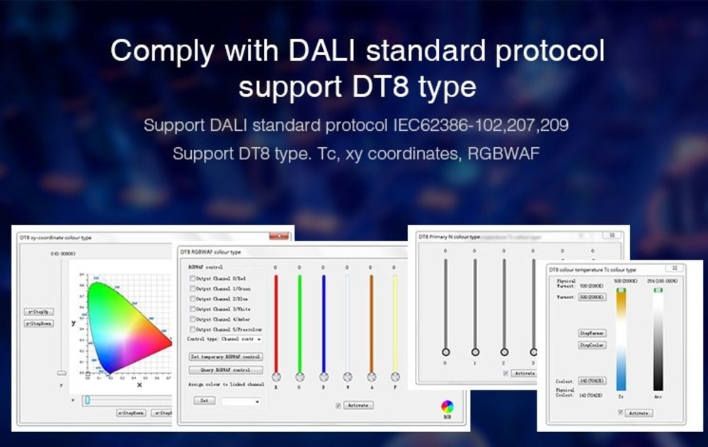 MiLight DALI DL-X DT8  5 in 1 Single Color/Dual White/RGB/RGBW/RGB+CCT Dali Controller 5x6A