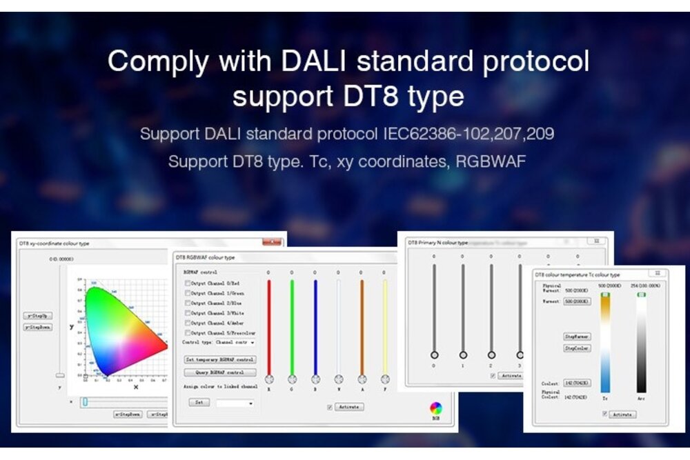 MiLight DALI DL-X DT8  5 in 1 Single Color/Dual White/RGB/RGBW/RGB+CCT Dali Controller 5x6A