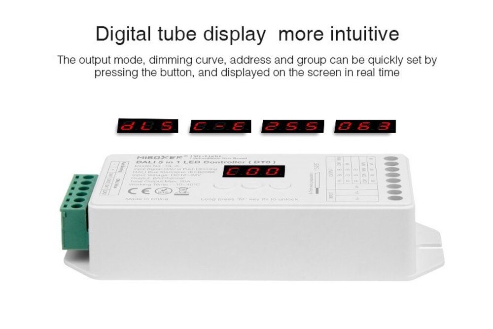 MiLight DALI DL-X DT8  5 in 1 Single Color/Dual White/RGB/RGBW/RGB+CCT Dali Controller 5x6A