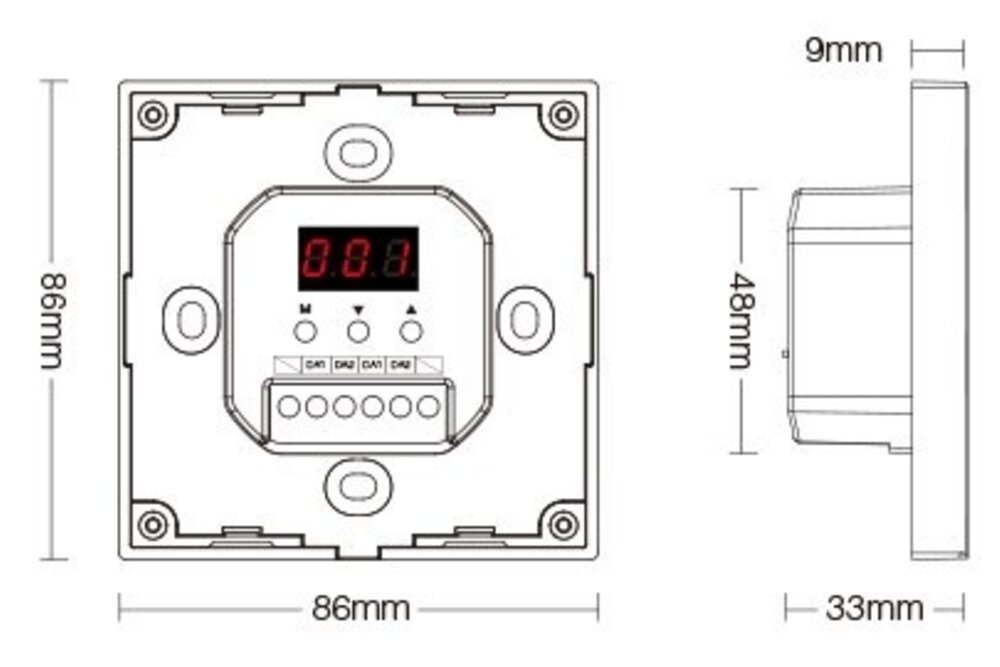 MiLight DALI DT8 4-zone Dual White / Correlated Color Temperature Touch Wandpaneel