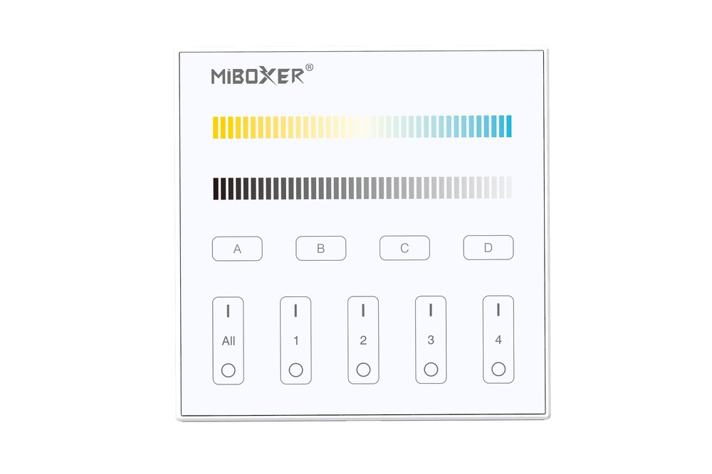 MiLight DALI DT8 4-zone Dual White / Correlated Color Temperature Touch Wandpaneel