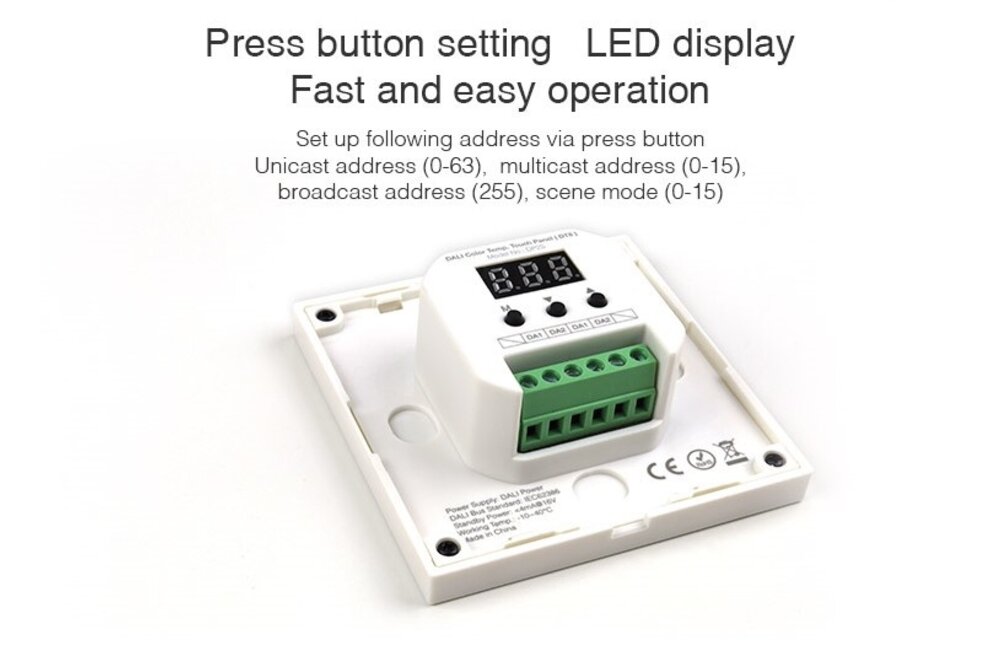 MiLight DALI DT8 4-zone Dual White / Correlated Color Temperature Touch Wandpaneel