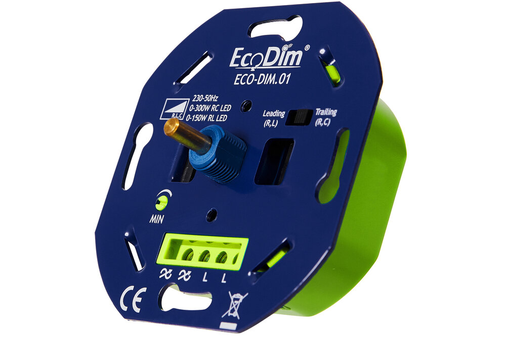 EcoDim ECO-DIM.01 Led dimmer universeel 0-300W (RLC) fase aan- en af snijding.
