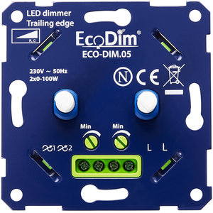 Verenigen Vies Herhaald ECO-DIM.05 Universele LED Duo Dimmer inbouw fase afsnijding 2x 0-100W