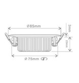 EcoDim EcoDim 5Watt  2000K - 3000K Vierkante Witte Kantelbare LED Inbouwspot Warm Wit 85mmØ Kantelbaar IP54