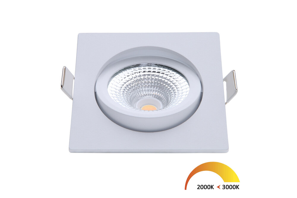 EcoDim EcoDim 5Watt  2000K - 3000K Vierkante Witte Kantelbare LED Inbouwspot Warm Wit 85mmØ Kantelbaar IP54