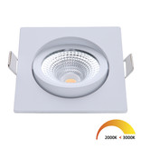 EcoDim EcoDim 5Watt  2000K - 3000K Vierkante Witte Kantelbare LED Inbouwspot Warm Wit 85mmØ Kantelbaar IP54