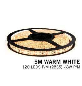 Warm Wit LED strip 120 leds p.m. - 5M - type 2835 - IP20 - 12V - 8 W p.m.