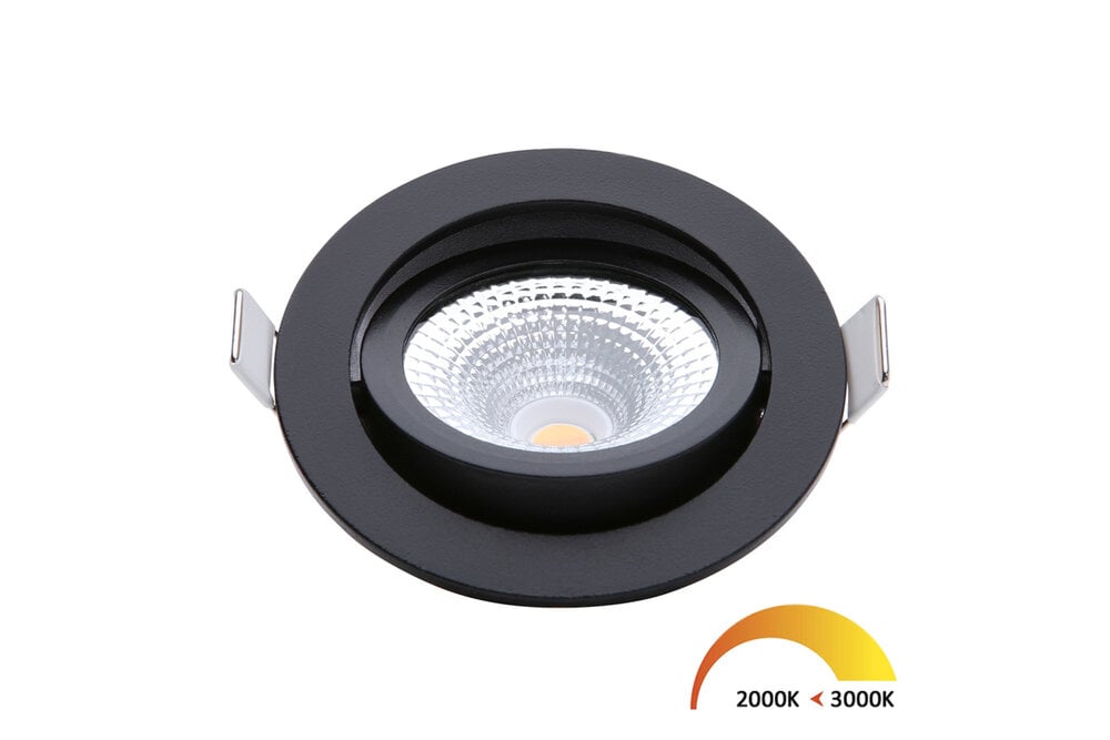 EcoDim EcoDim 5Watt  2000K - 3000K Ronde Zwarte Kantelbare LED Inbouwspot Warm Wit 85mmØ Kantelbaar IP54