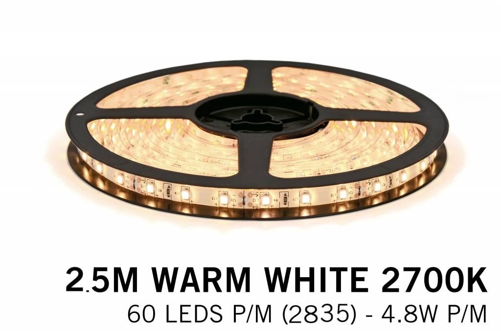 Applamp Warm Wit LED strip (2700K) 60 LED's p.m. type 2835- 2,5M - 12V - 4,8W p.m.