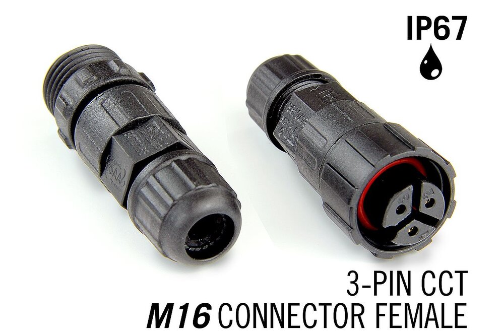 M16 driepolige IP67 Waterdichte Female Connector