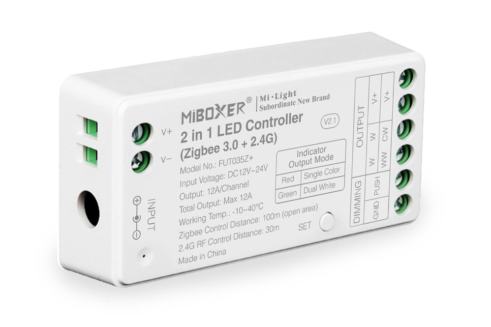 MiLight Miboxer 2 in 1  Zigbee 3.0 + RF 2.4G Enkelkleur/Dual White CCT Dimmer Controller